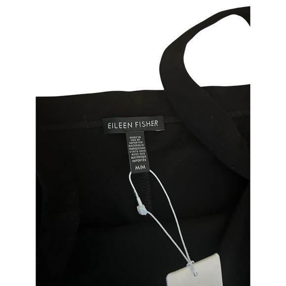 Eileen Fisher Black Washable Stretch Crepe Square Neck Knee Length Dress M $228 - Picture 7 of 10